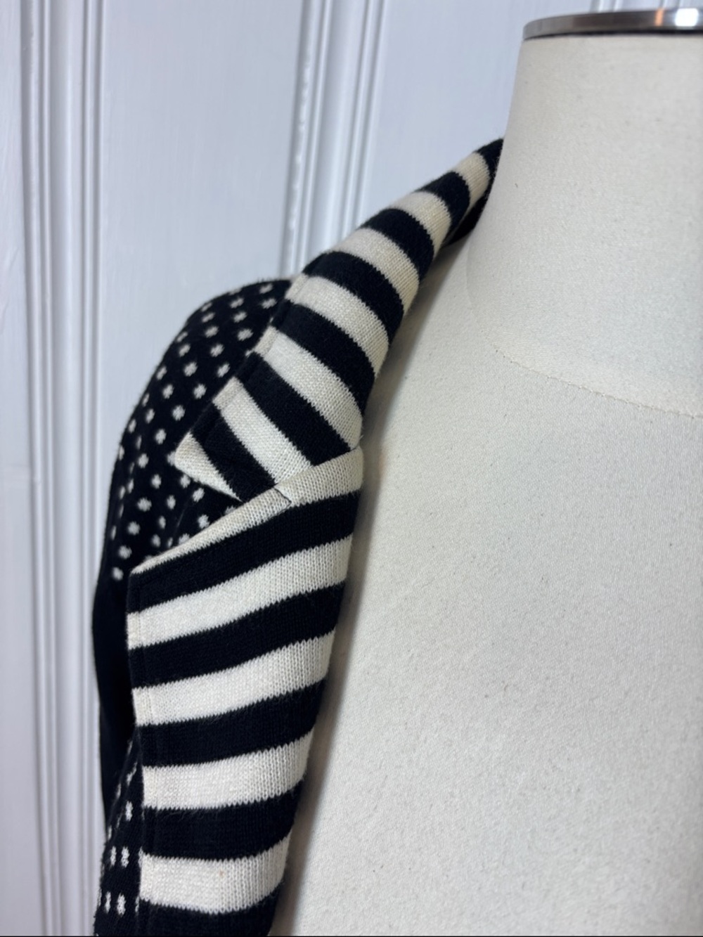 BETTY BARCLAY Polka Dot & Stripe Knit Cardigan 100% Cotton | Size EU 36 / US 6 - Picture 10 of 11